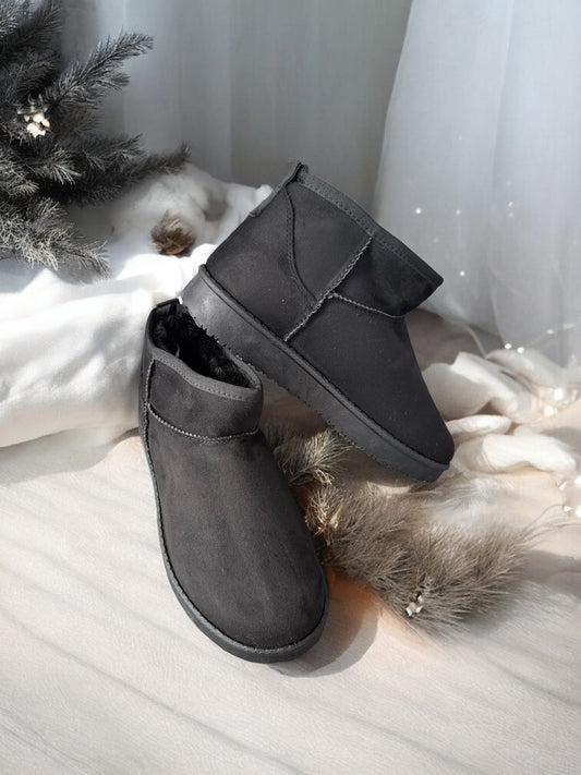 Bottines basses fourrées fausse fourrure noir