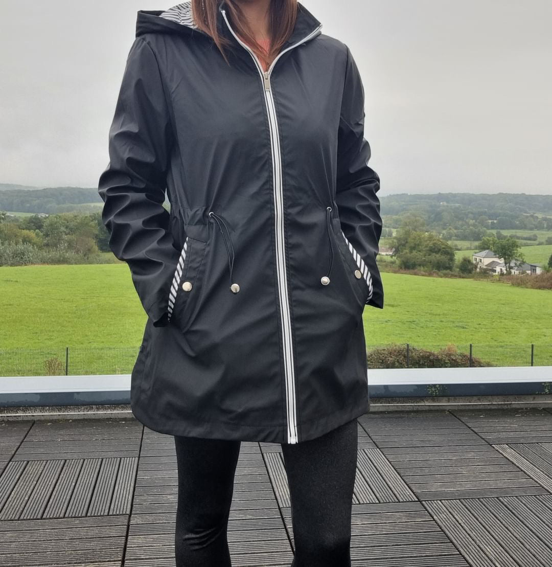 New Lolo - Manteau mi long léger imperméable noir - Curvy