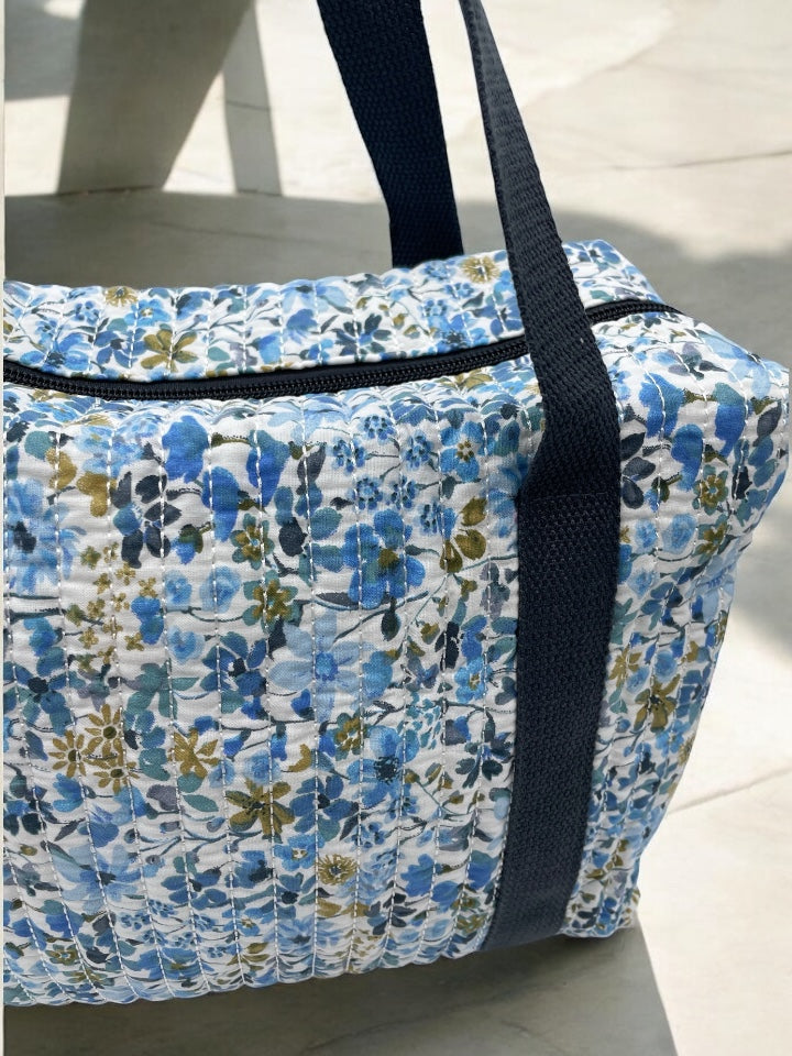 Sac week end voyage coton matelassé liberty bleu foncé