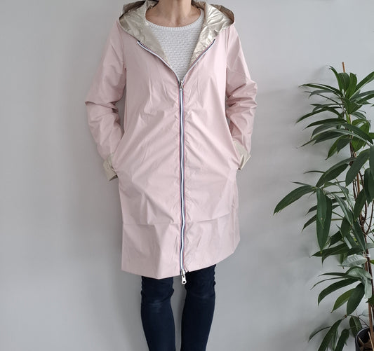 Laura Jo - Imperméable réversible long sans garnissage ouate couleur rose nude/doré