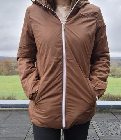 Melya Melody - Manteau court fourré imperméable légerement cintré camel