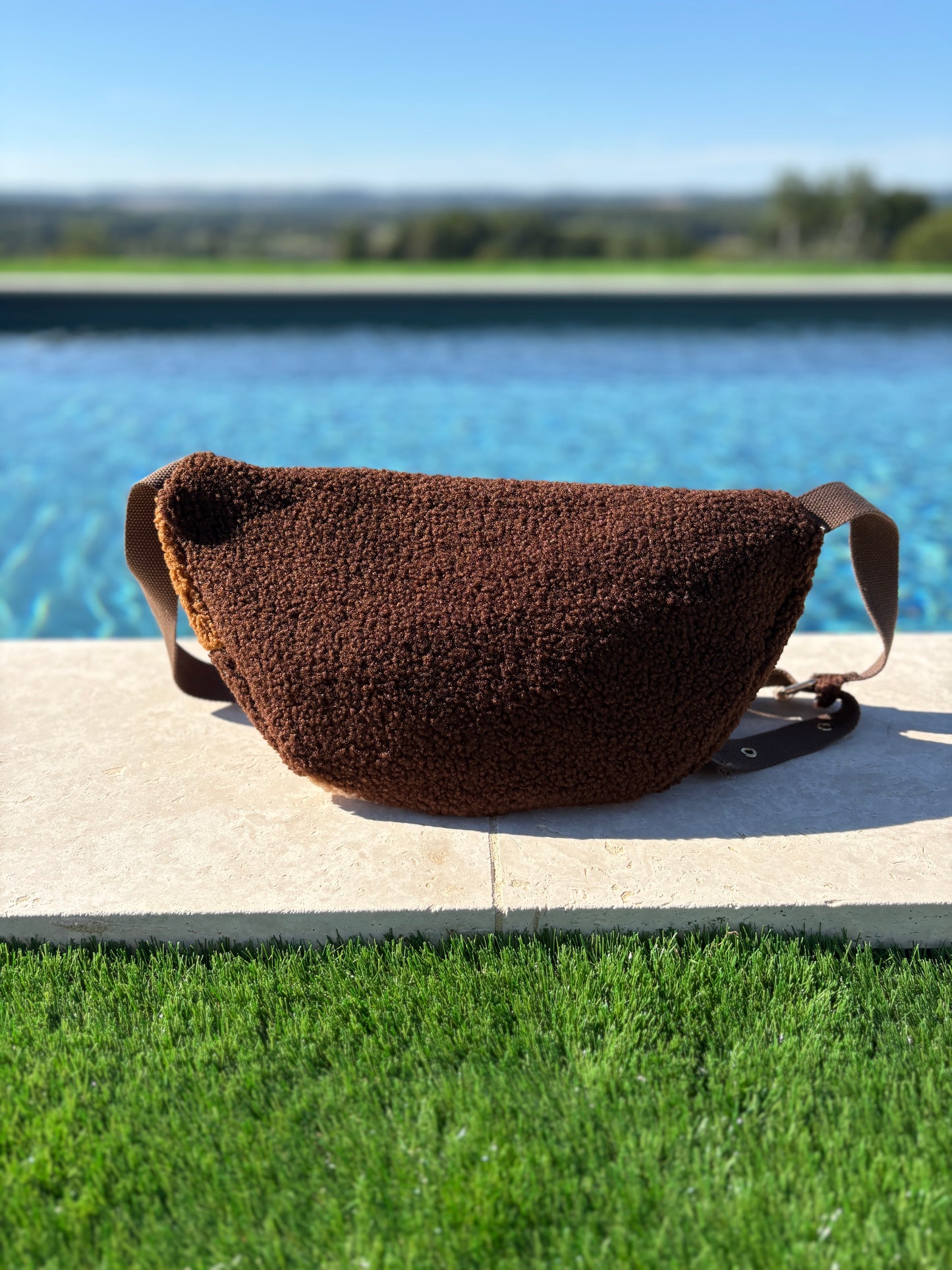 Sac banane XL peluche marron