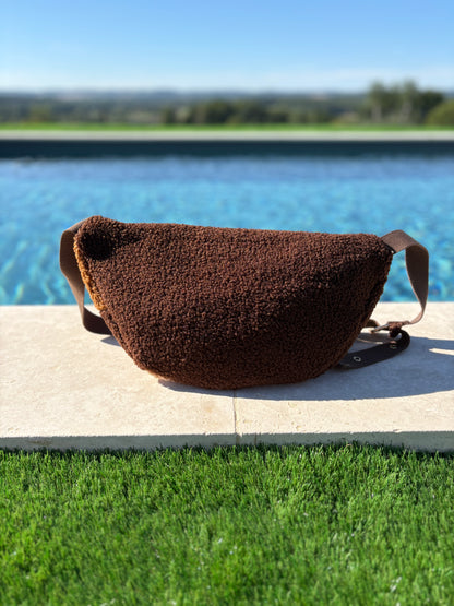 Sac banane XL peluche marron