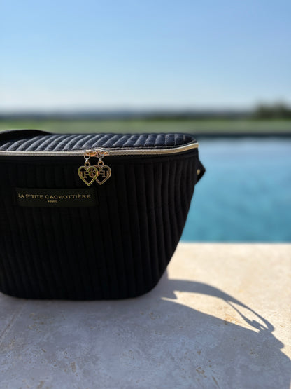 Sac banane en velours côtelé noir “La P’tite cachottière”