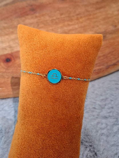 Bracelet à chaîne fine signe astrologique coloré