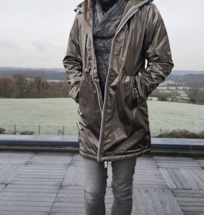 Laura Jo - Imperméable long doublé en fausse fourrure couleur bronze