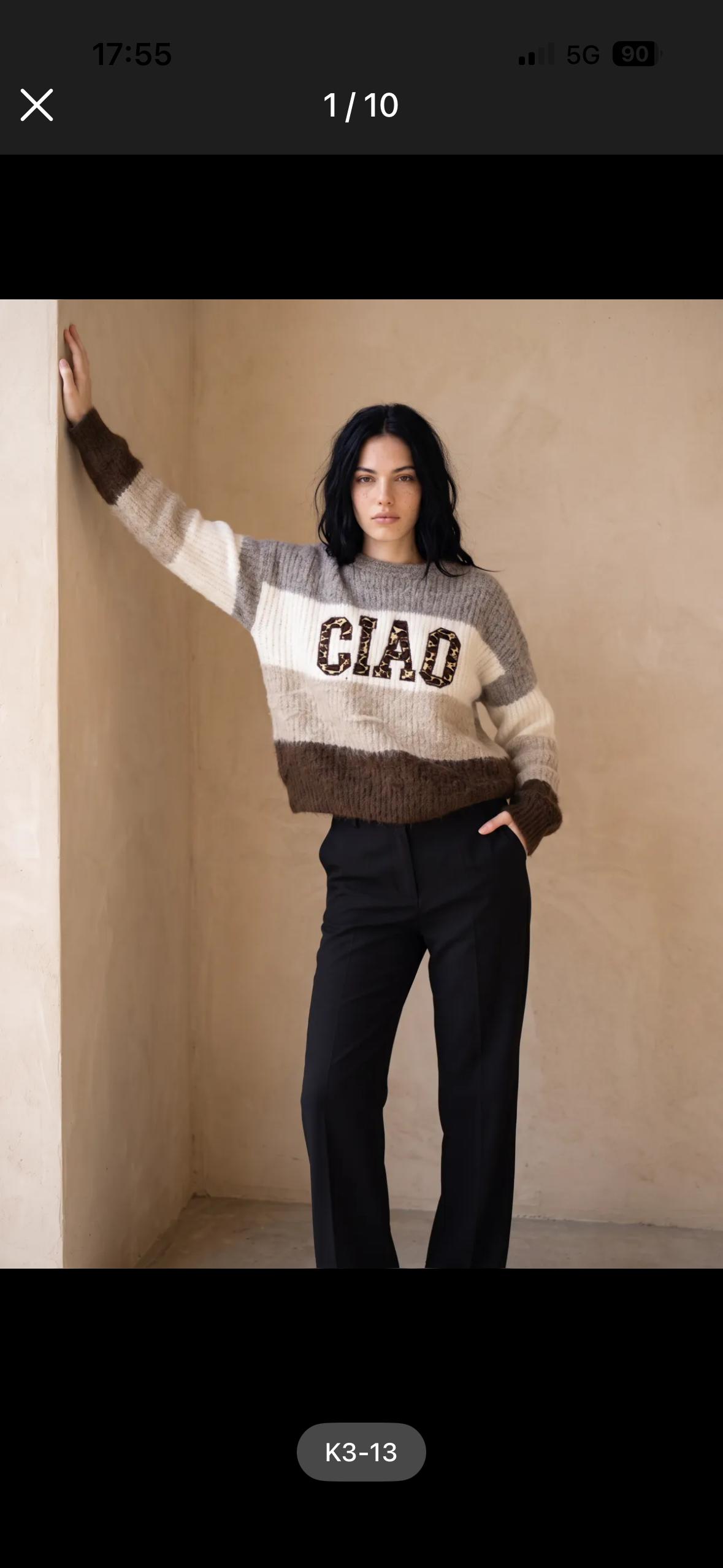 Pull en maille femme CIAO gris marron