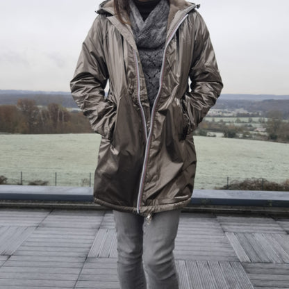 Laura Jo - Imperméable long doublé en fausse fourrure couleur bronze