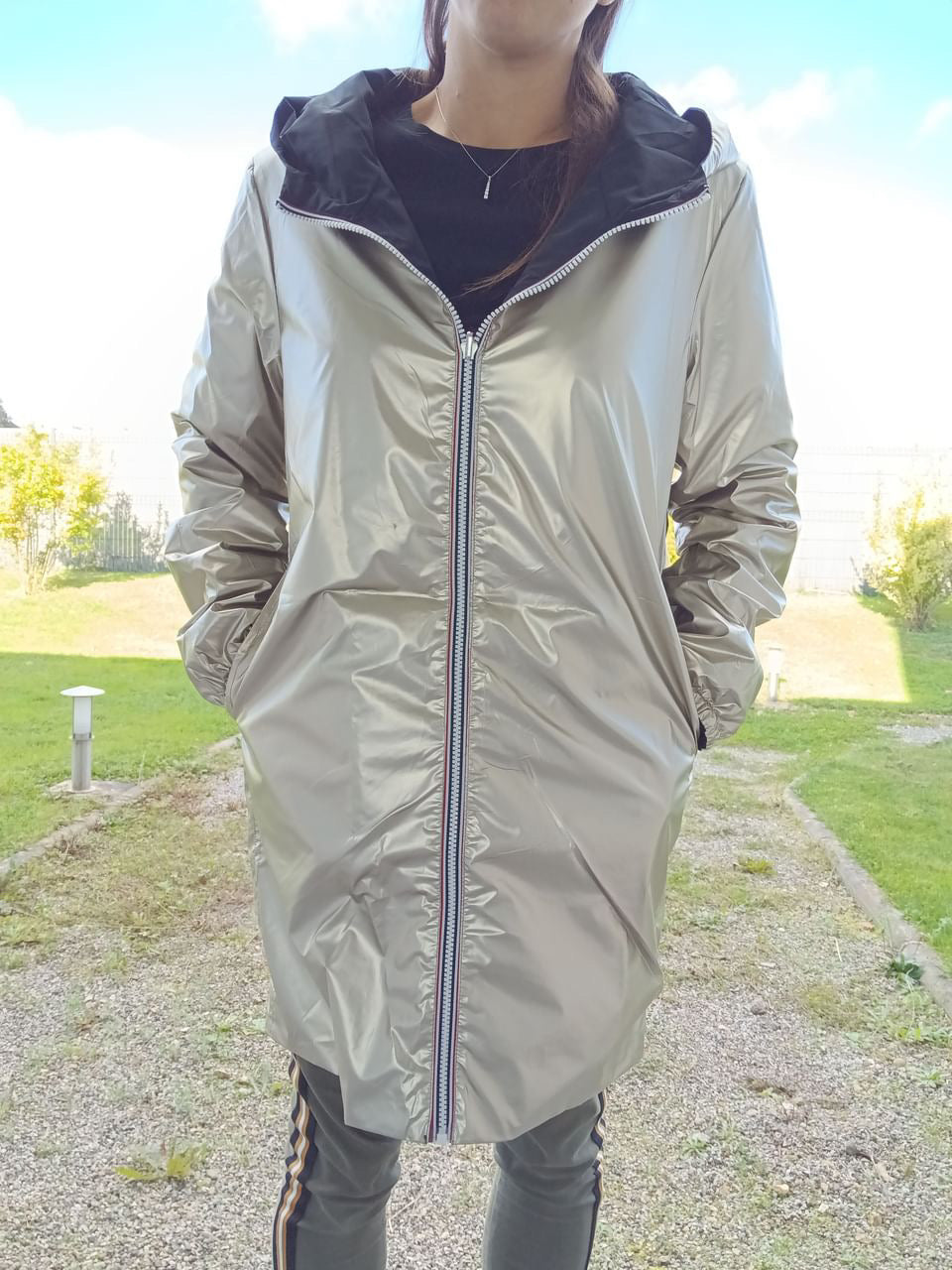 Manteau long réversible imperméable Melya Melody noir doré