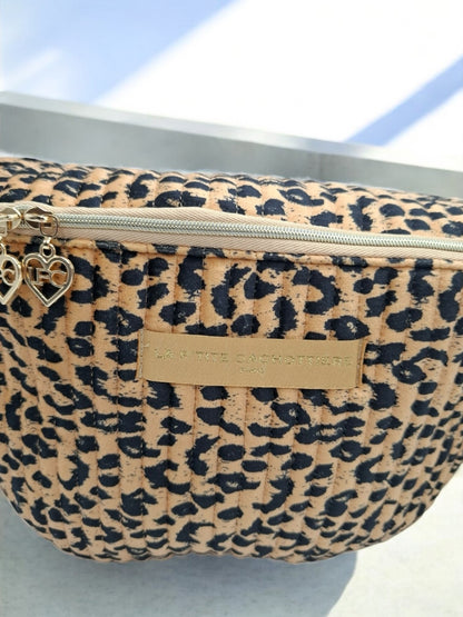 Sac banane en velours côtelé léopard camel noir « La Ptite cachottière »
