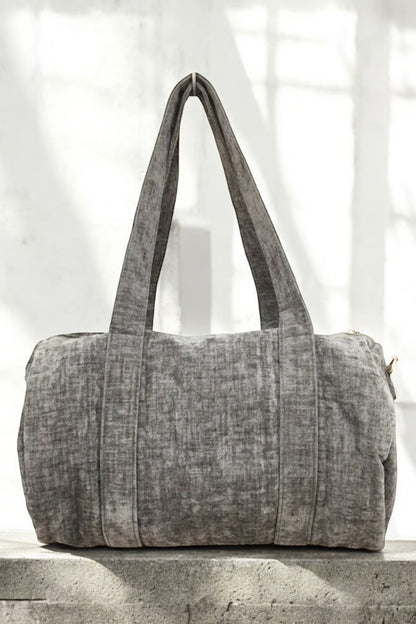 Sac week-end de voyage polochon velours cotelé texturé nuances de gris