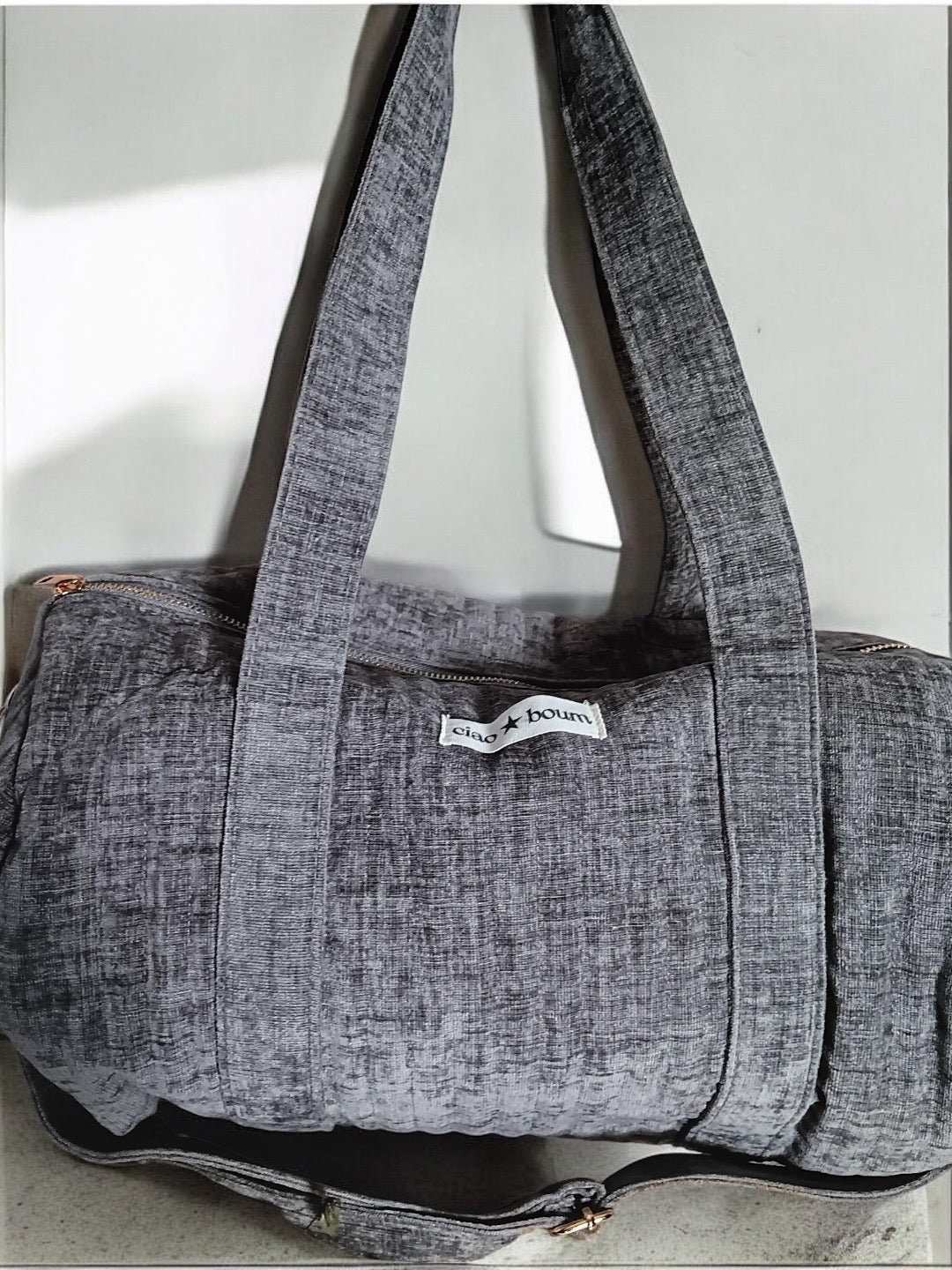 Sac polochon coton velours gris foncé