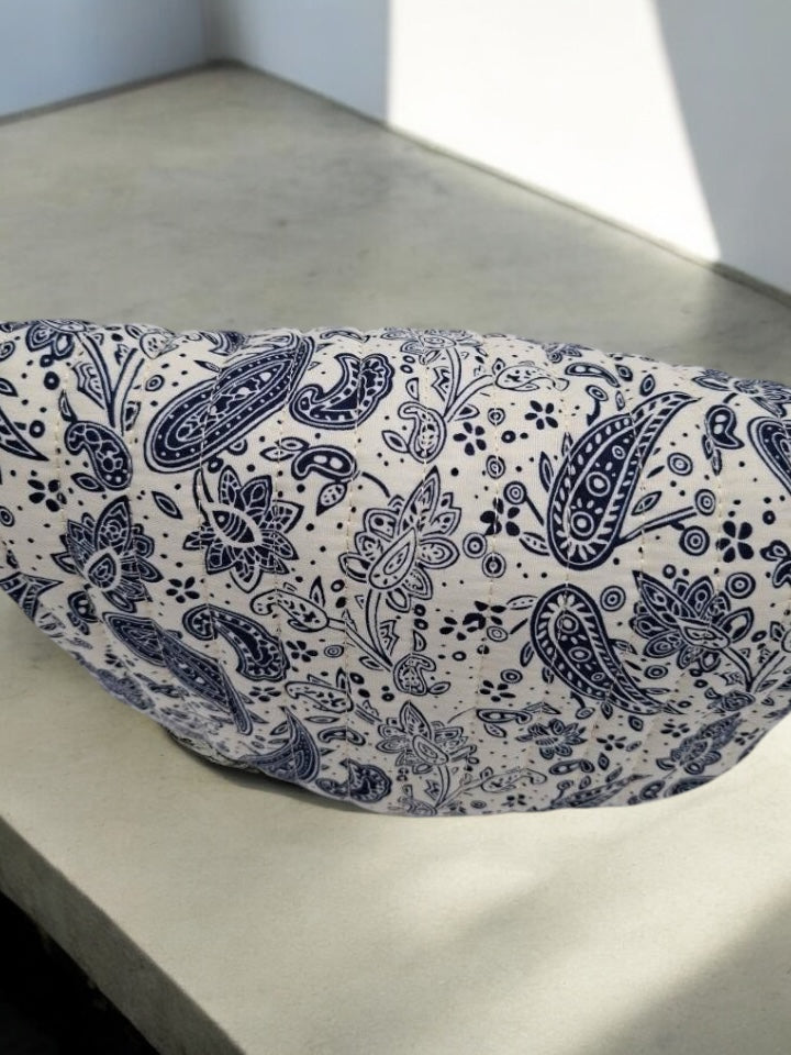 Sac banane coton matelassé liberty motif paisley bleu marine