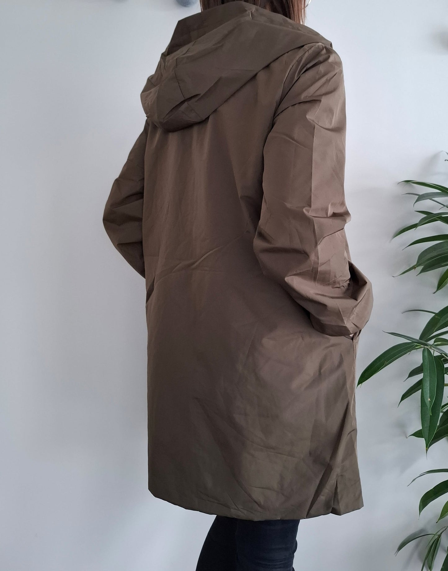 Melya Melody - Manteau léger long réversible imperméable kaki marron doré - Curvy