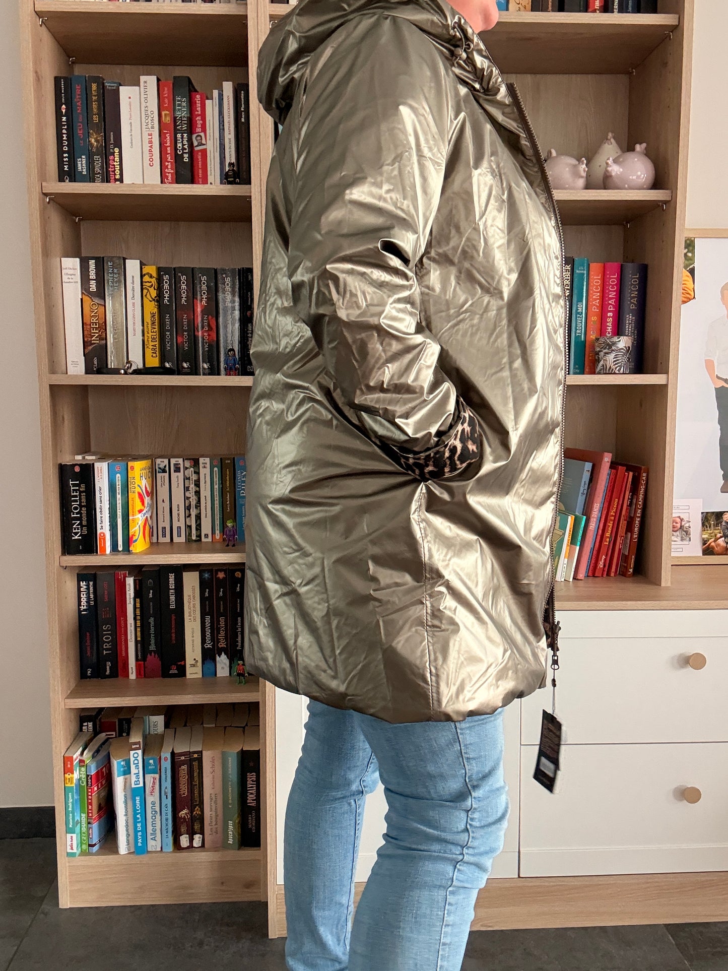 Laura Jo - Imperméable bronze réversible leopard long mi-saison garnissage ouate