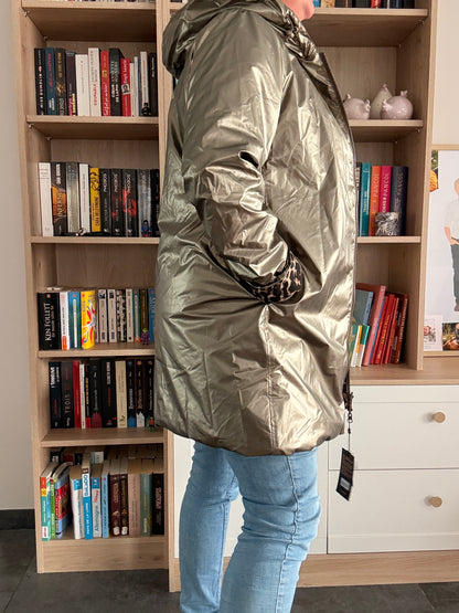 Laura Jo - Imperméable bronze réversible leopard long mi-saison garnissage ouate