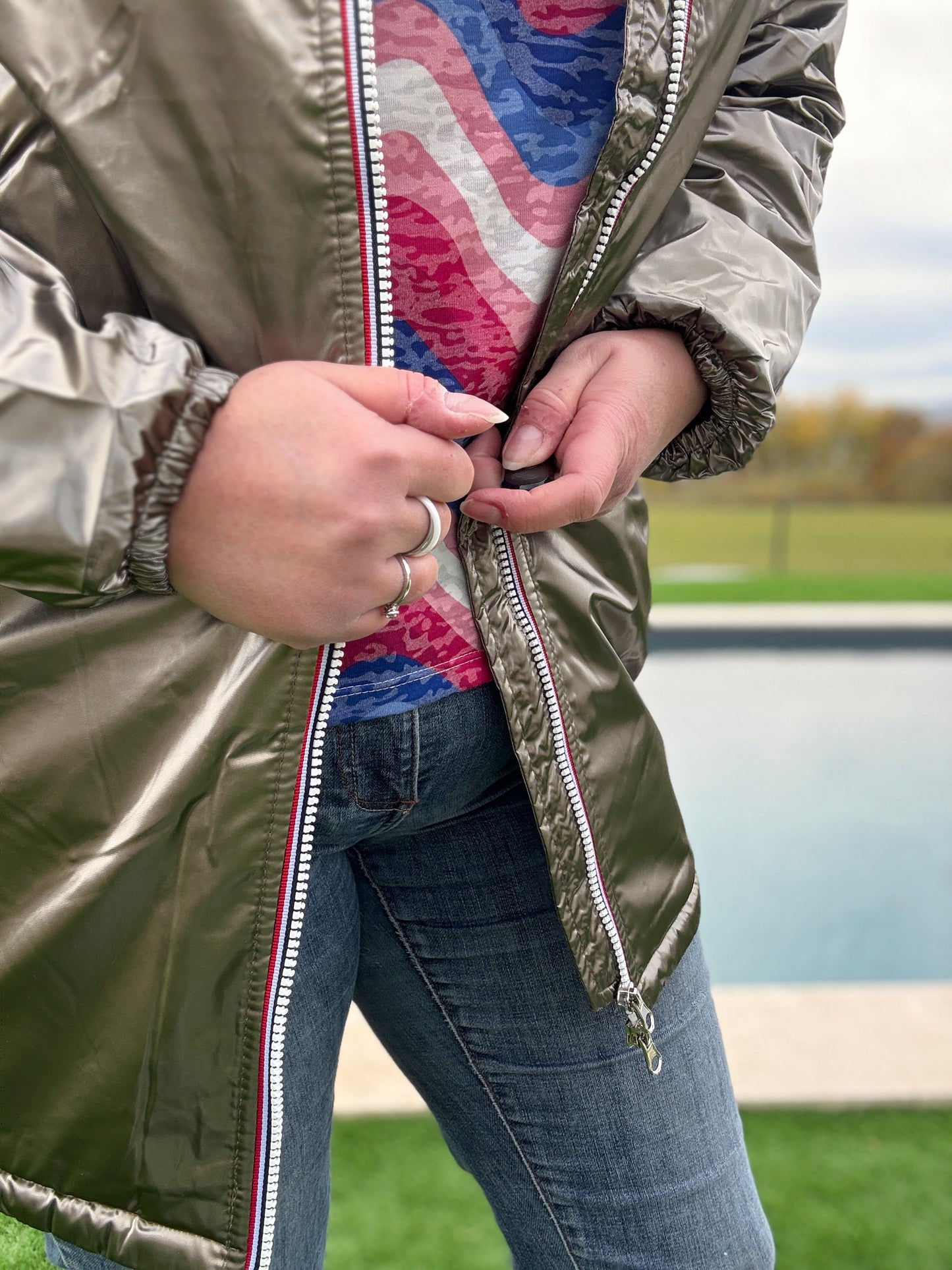 Laura Jo - Imperméable long doublé en fausse fourrure couleur bronze