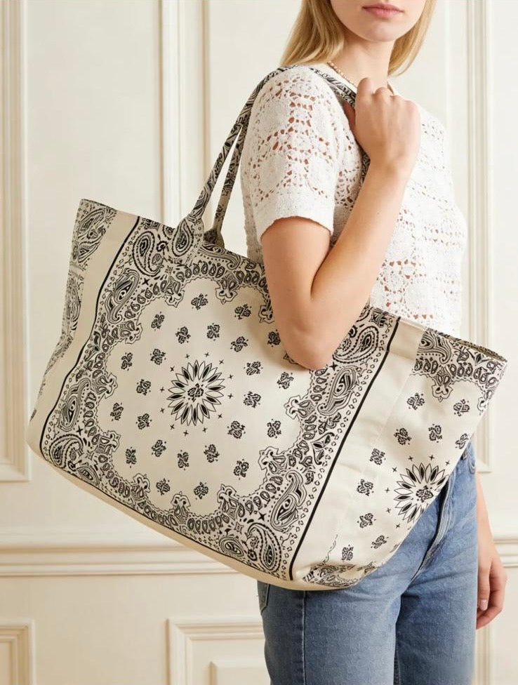 Grand Sac Polochon Paisley Blanc – Le Sac Bohème Chic de Toutes les Saisons