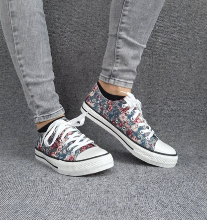 Chaussures baskets basses toile liberty fleuri style converse