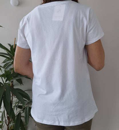 T-shirt blanc en coton avec imprimé léopard "AMOUR"