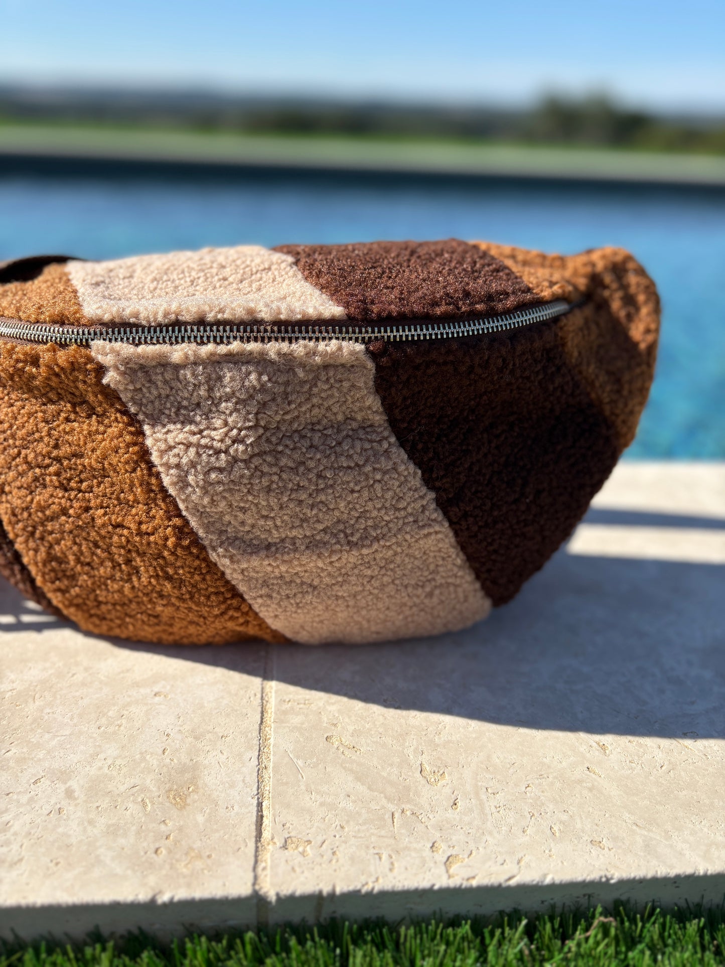 Sac banane XL peluche marron