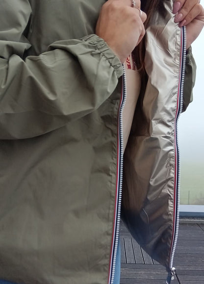 Melya Melody - Manteau court imperméable kaki réversible doré - Curvy