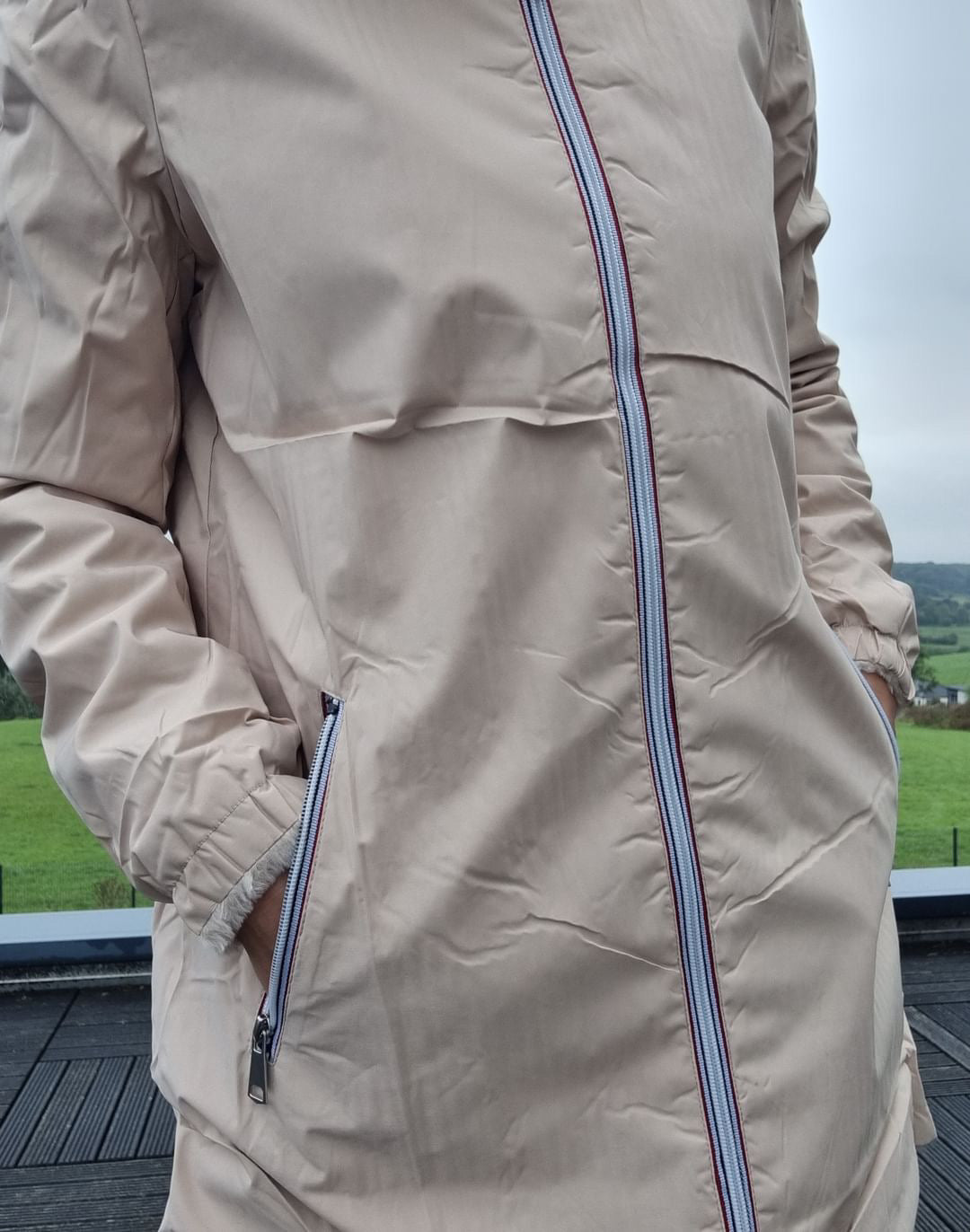 New Lolo - Manteau long fourré réversible imperméable beige