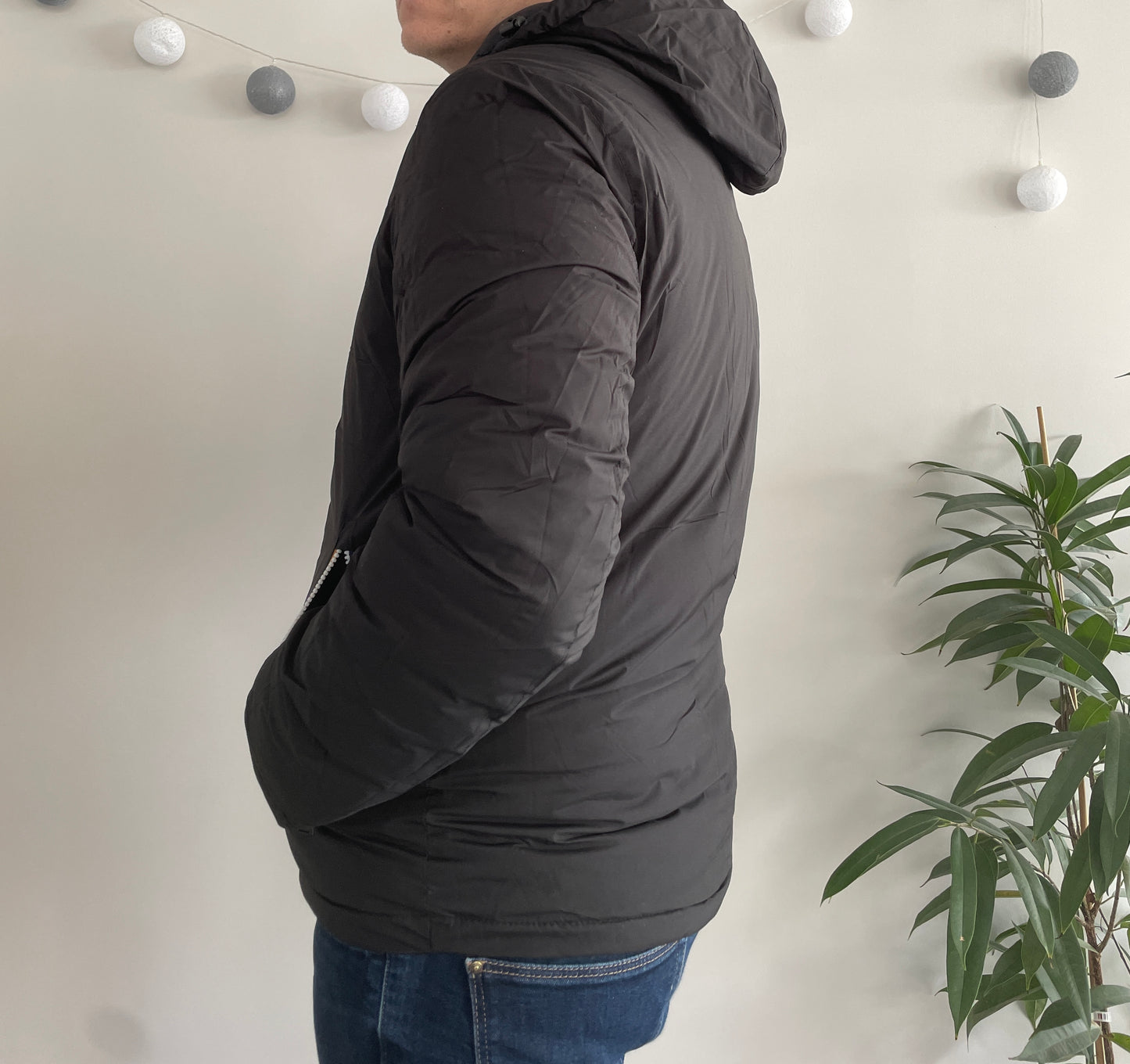 Doudoune à capuche HOMME courte imperméable et réversible matelassé noir