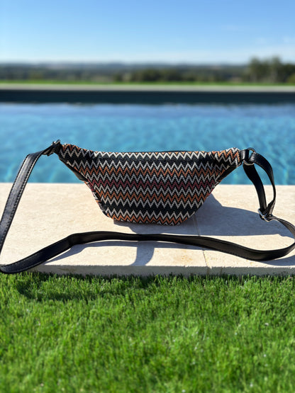 Sac banane simili cuir et tissu noir