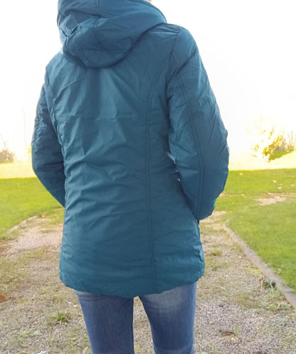 Melya Melody - Manteau court fourré imperméable légerement cintré bleu canard