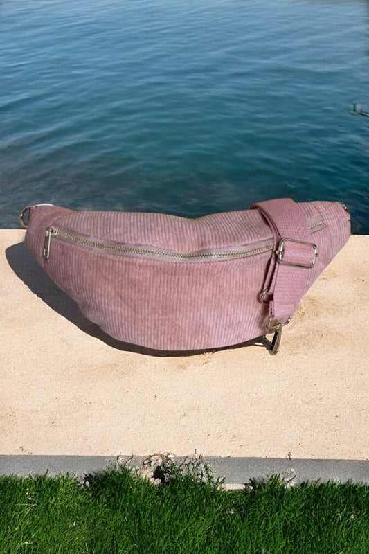 Sac banane velours cotelé couleur rose