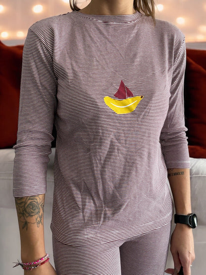 Pyjama en coton de la marque Petit Bateau avec manches 3/4