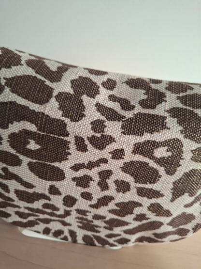 Sac banane en tissu motif léopard teintes marron et beige