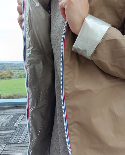 Imperméable réversible long mi-saison garnissage ouate Marque Laura Jo Camel / Doré