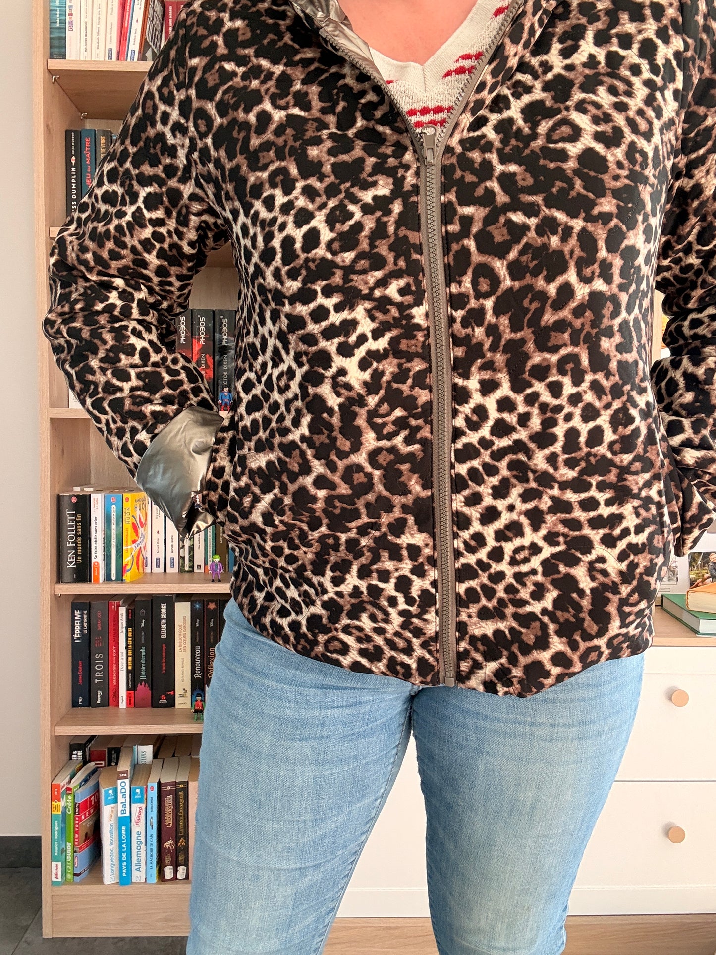 Laura Jo - Imperméable bronze réversible léopard court mi-saison garnissage ouate