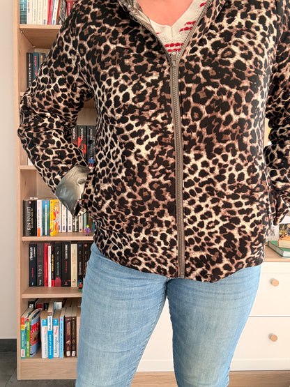 Laura Jo - Imperméable bronze réversible léopard court mi-saison garnissage ouate