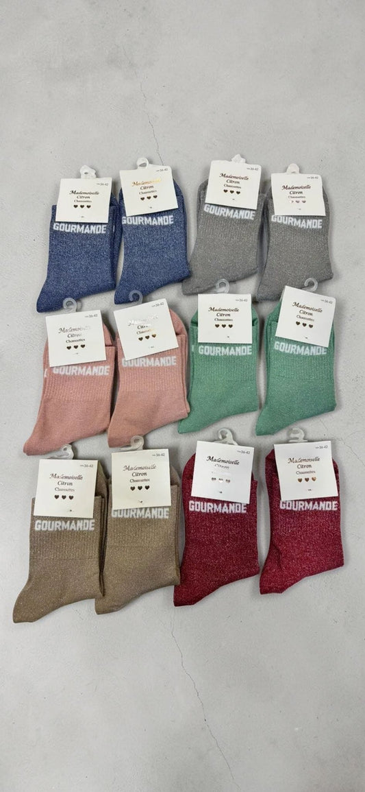 Chaussettes pailletées “Gourmande”