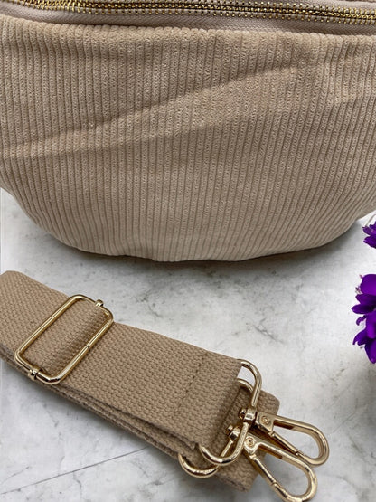 Sac banane velours cotelé couleur crème beige