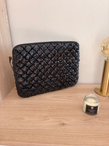 Pochette housse d’ordinateur 14’ matelassé motif relief couleur Noire