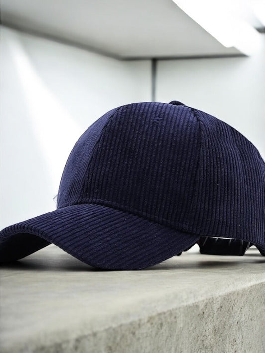 Casquette unisexe en velours côtelé ; couleur bleu marine