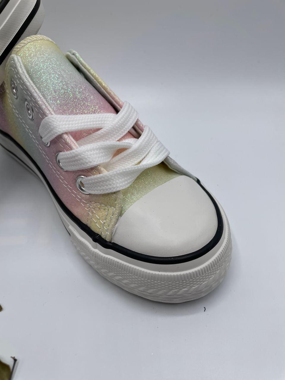 Chaussures baskets en toile pastel multicolores - Enfant