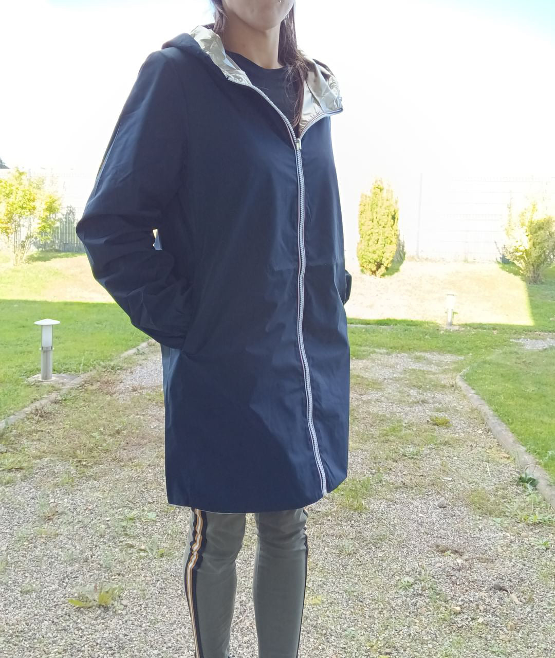 Manteau long réversible imperméable Melya Melody bleu marine/doré Curvy