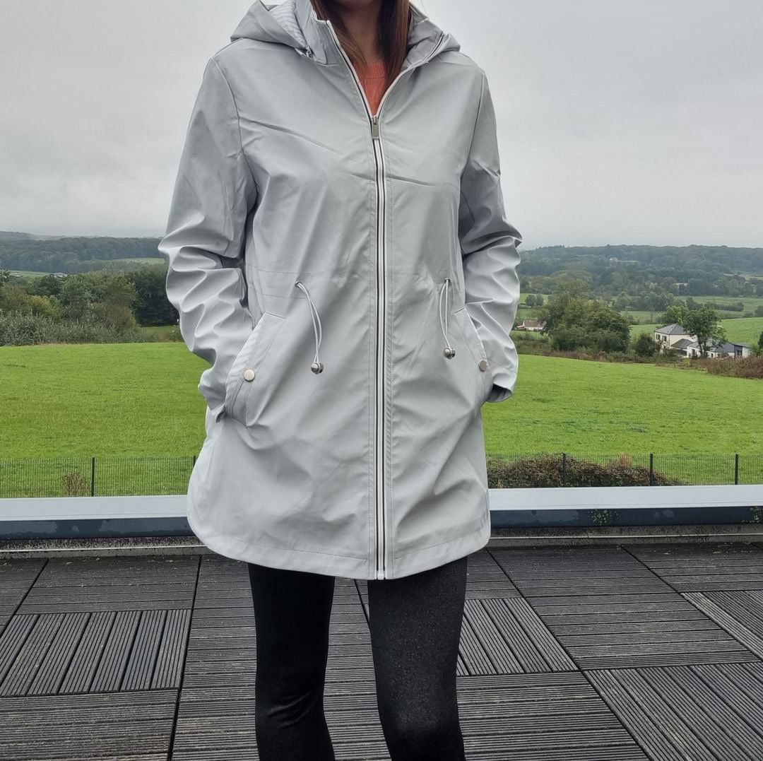 New Lolo - Manteau mi long léger imperméable gris