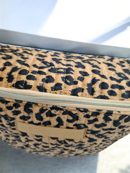 Sac banane en velours côtelé léopard camel noir « La Ptite cachottière »