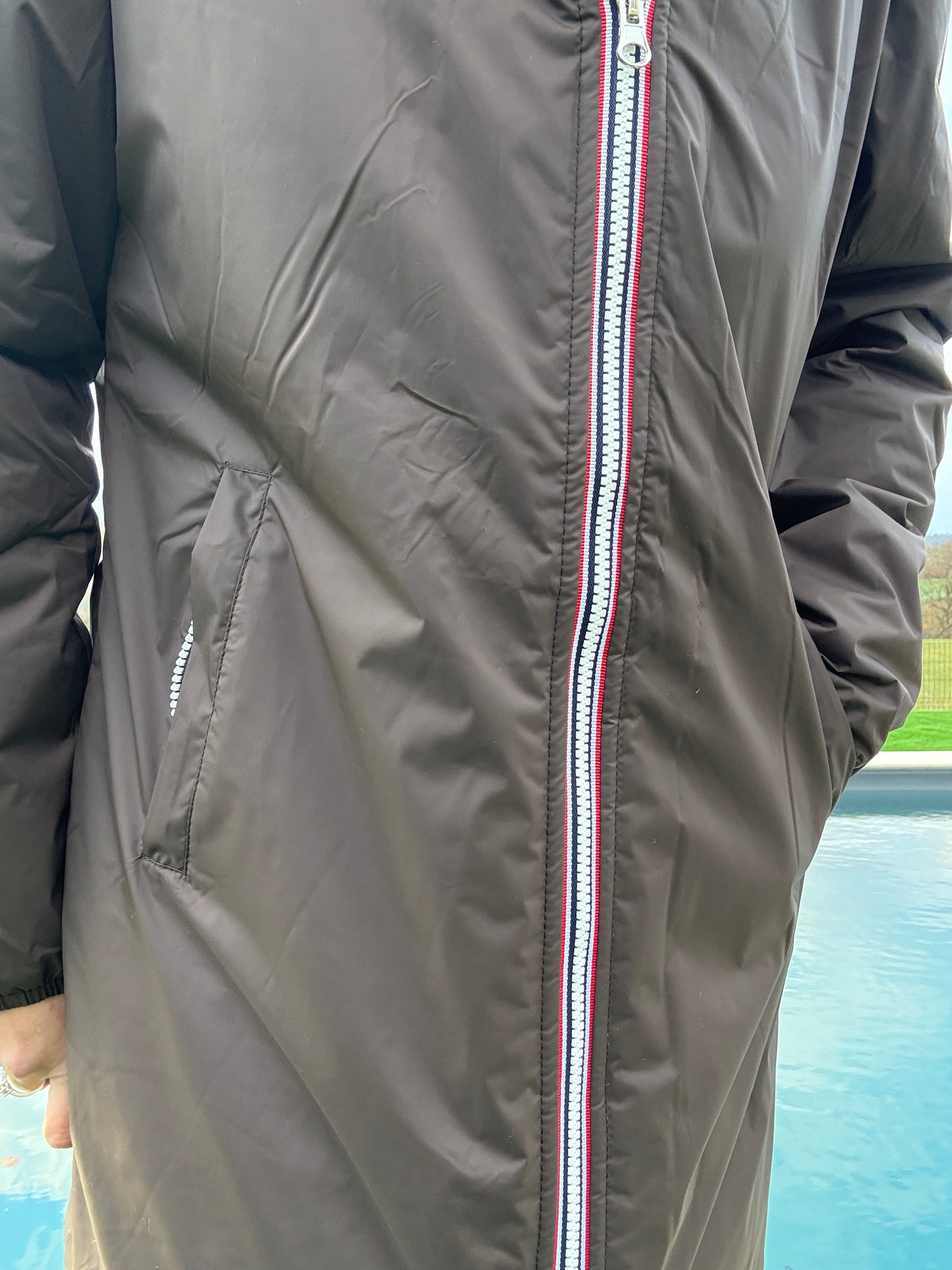 Laura Jo - Imperméable fourré long fausse fourrure marron chocolat intérieur sherpa beige