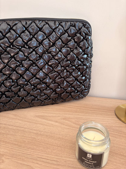 Housse Ordinateur 14 Pouces Noire Matelassée - Pochette Classique Femme