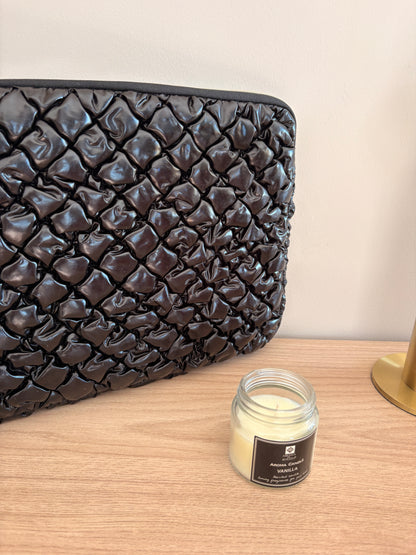 Housse Ordinateur 14 Pouces Noire Matelassée - Pochette Classique Femme