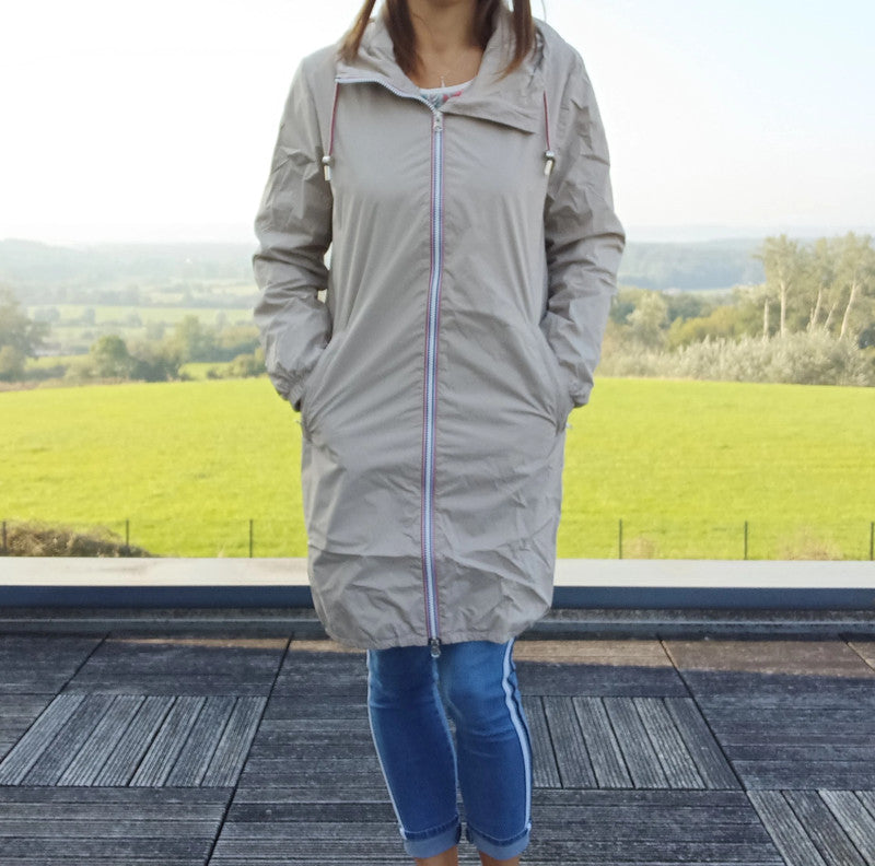 Parka manteau imperméable long fine doublure Laura Jo Beige