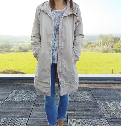 Laura Jo - Parka manteau beige imperméable long fine doublure