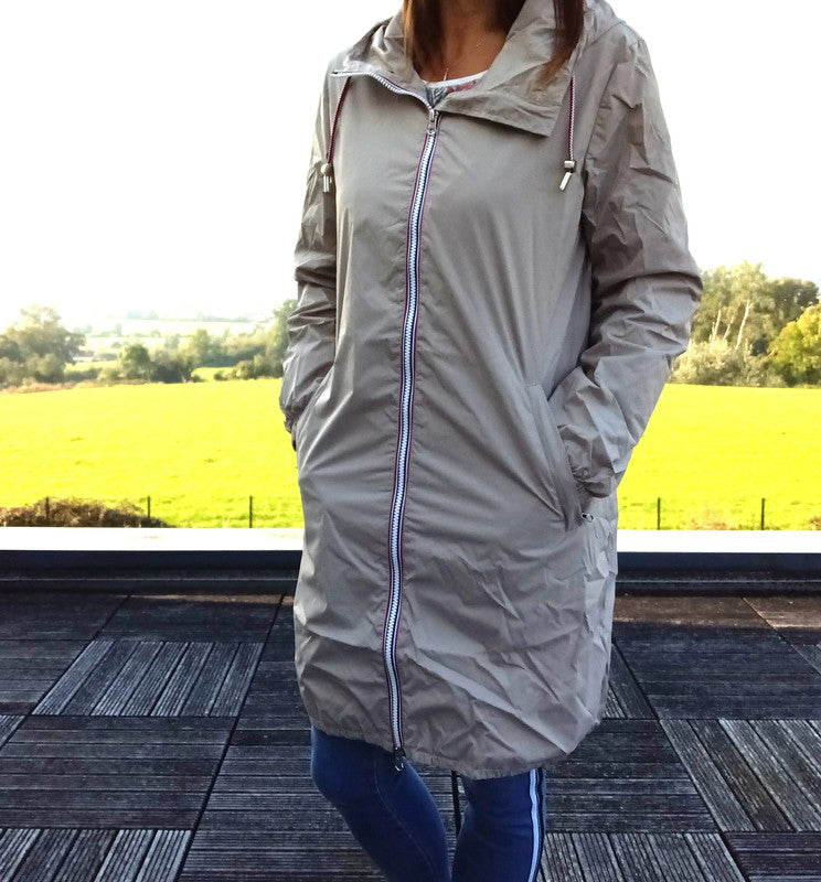 Laura Jo - Parka manteau beige imperméable long fine doublure